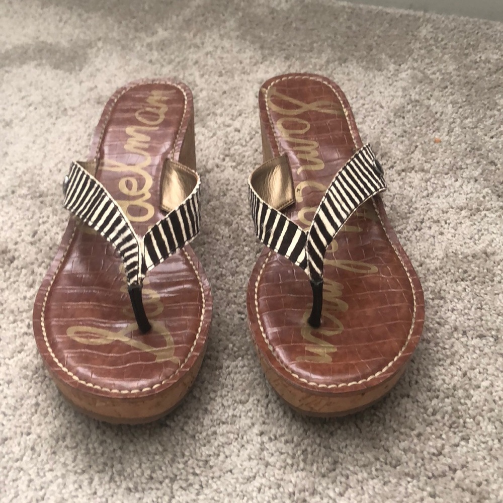 Sam Edelman Romy Blk Ivry Zebra Wedges
